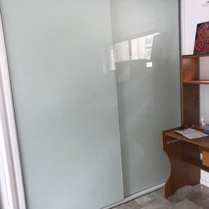 Chrome framed, Pure White Painted Glass doors