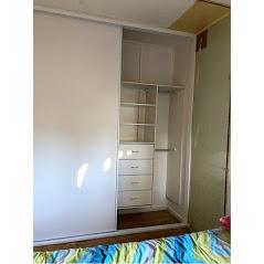White framed, Glacier (White) Vinyl doors & custom wardrobe shelving