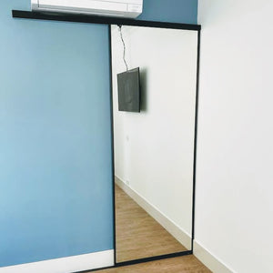 Black framed, mirror inserts wardrobe sliding doors