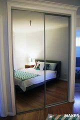 Framed Mirror Sliding Wardrobe Doors - Matt Natural Frames, Mirror Insert