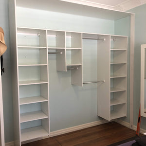 Wardrobe Shelving - 2400A corner cupboard, with end panel, top panel, side & floor jamb supplied