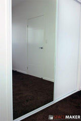 Framed Mirror and Vinyl Sliding Wardrobe Doors - White Frames, Glacier Insert